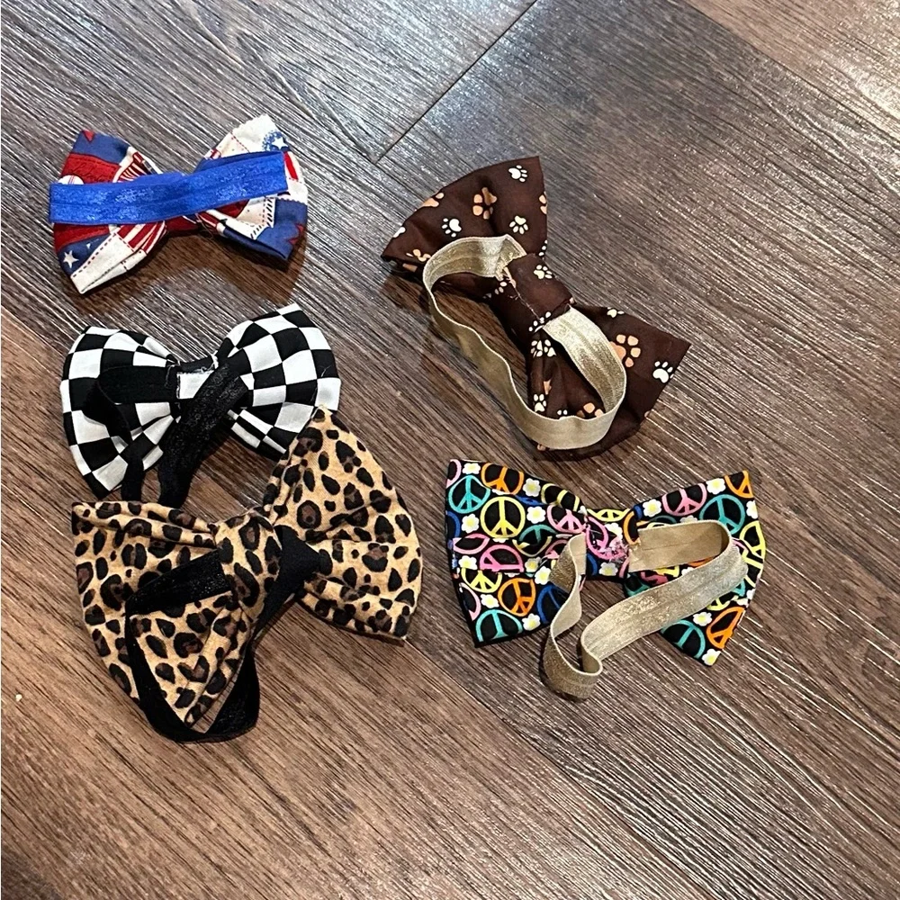 Hand made Colorful Kids hair or Pet Bow Tie Set